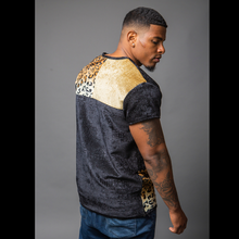 Load image into Gallery viewer, Black Animal Printed Suede | Black Gold Safari | Tsion Tyeese