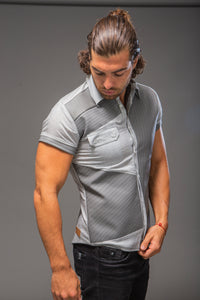 Customized Gray Leather Accented Shirt | Gray Expressionz | Tsion Tyeese